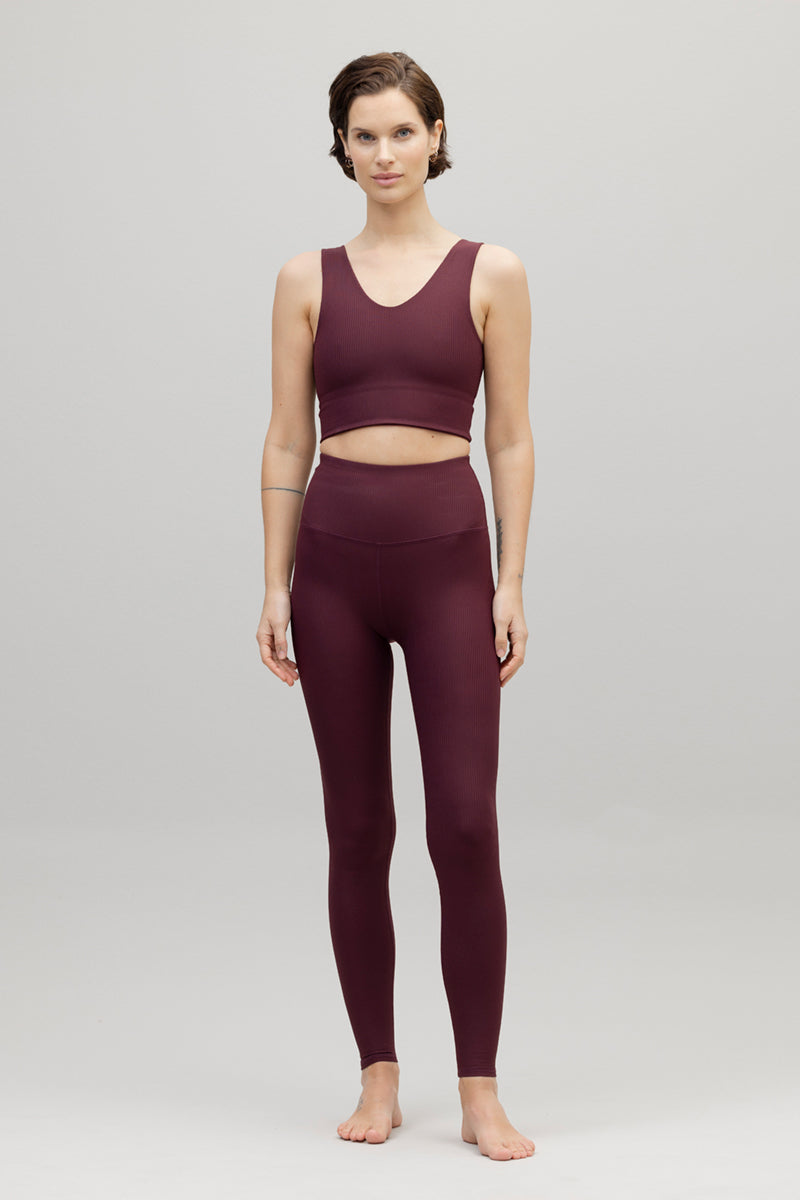 High-Waist Leggings Ribbed Wine