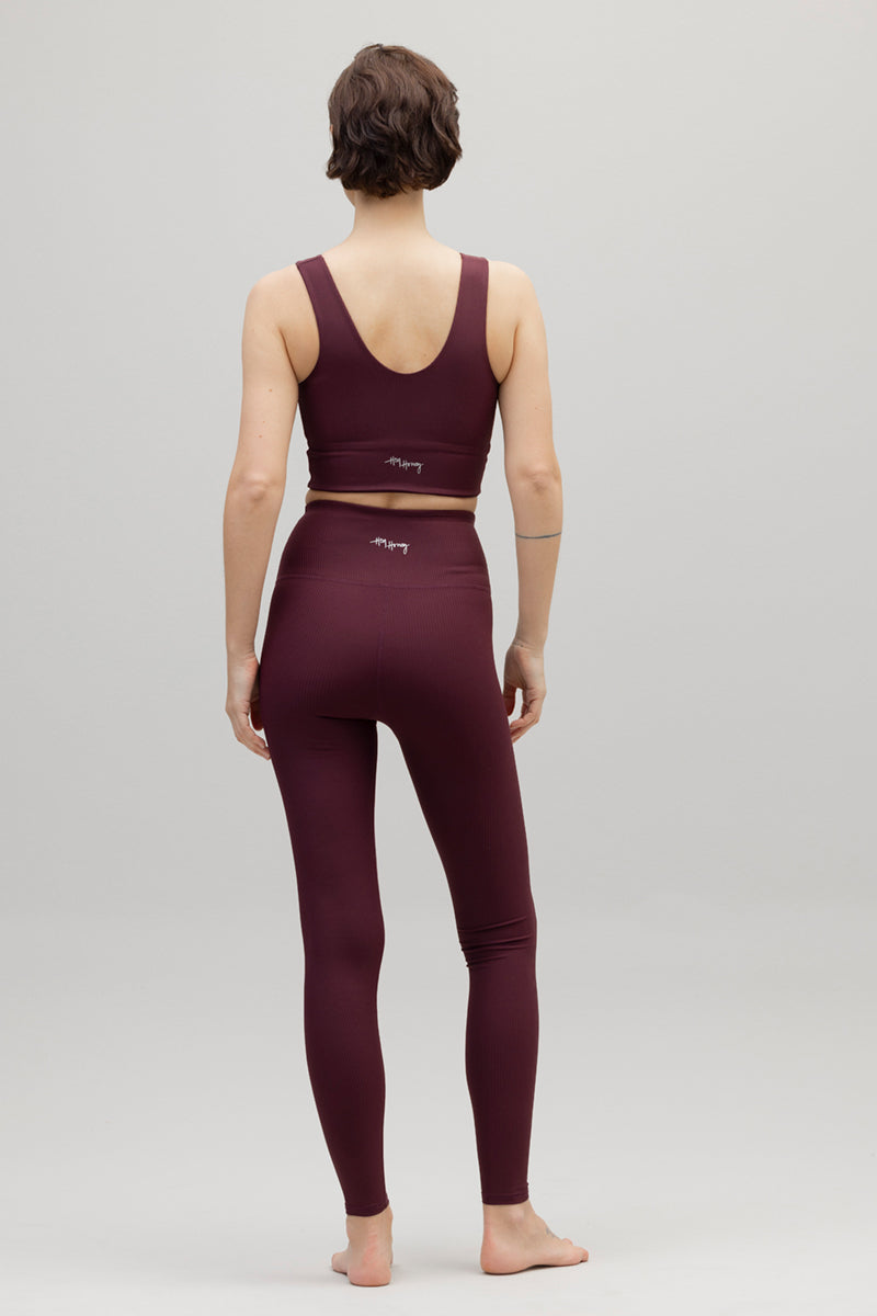 High-Waist Leggings Ribbed Wine