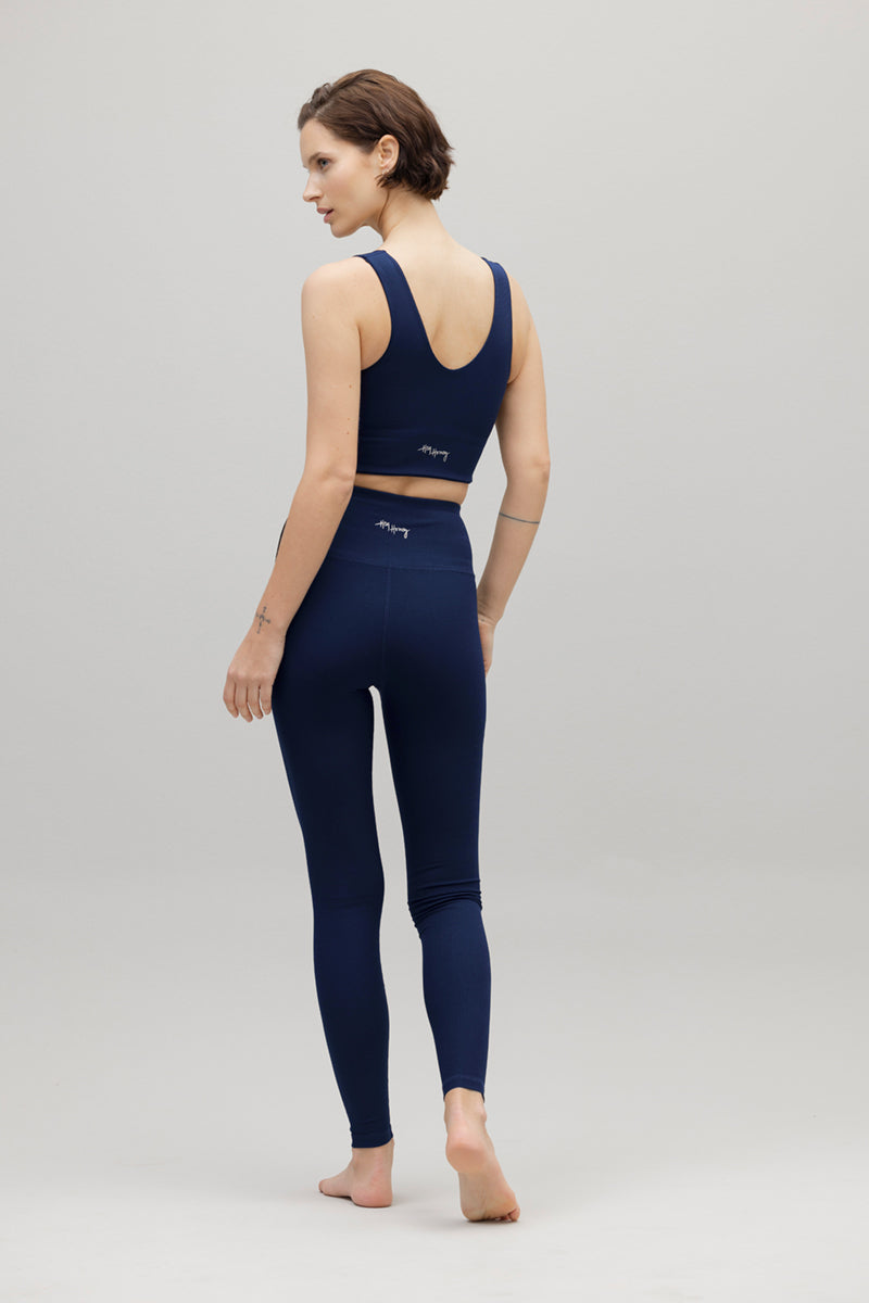 High-Waist Leggings Ribbed Blue Depth