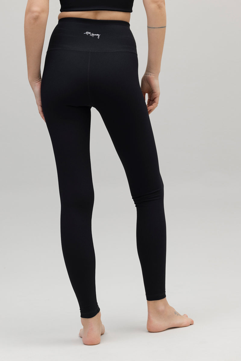 High-Waist Leggings Ribbed Black