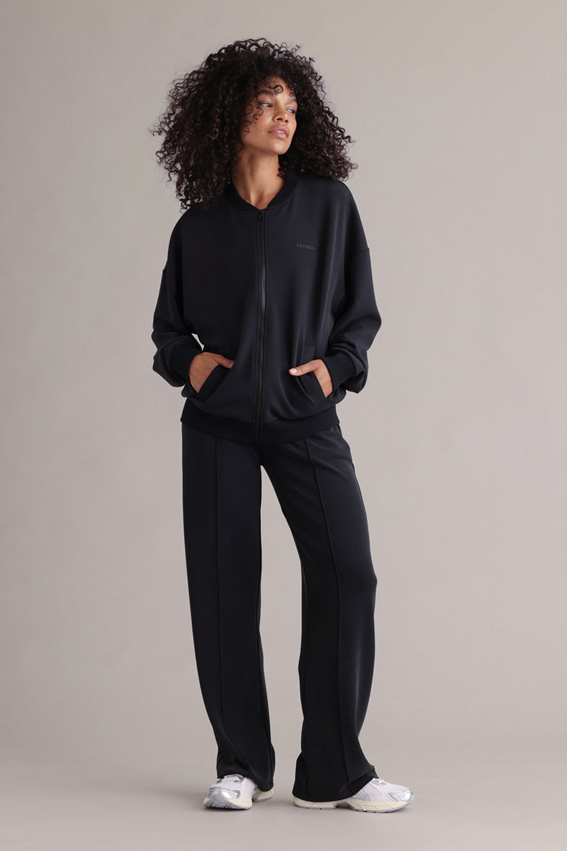 Bomber Jersey Jacket Black