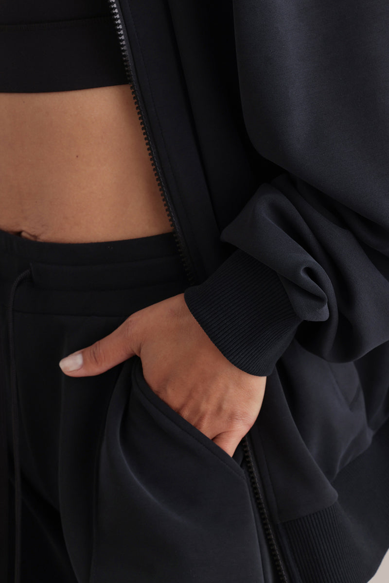 Bomber Jersey Jacket Black