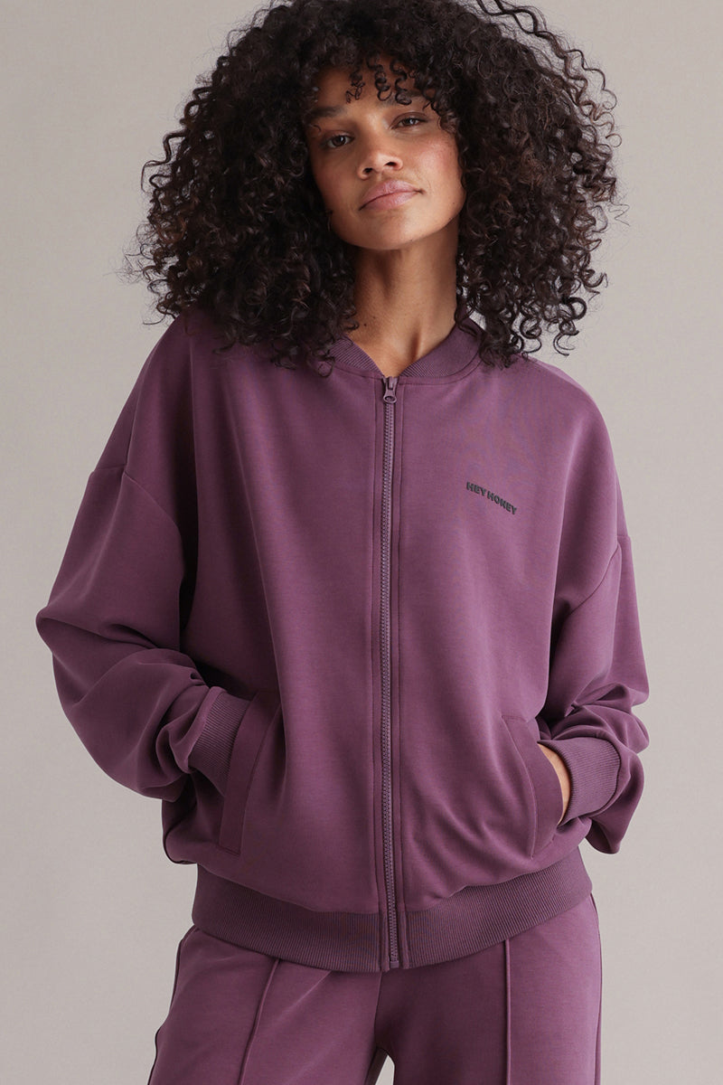 Bomber Jersey Jacket Italian Plum