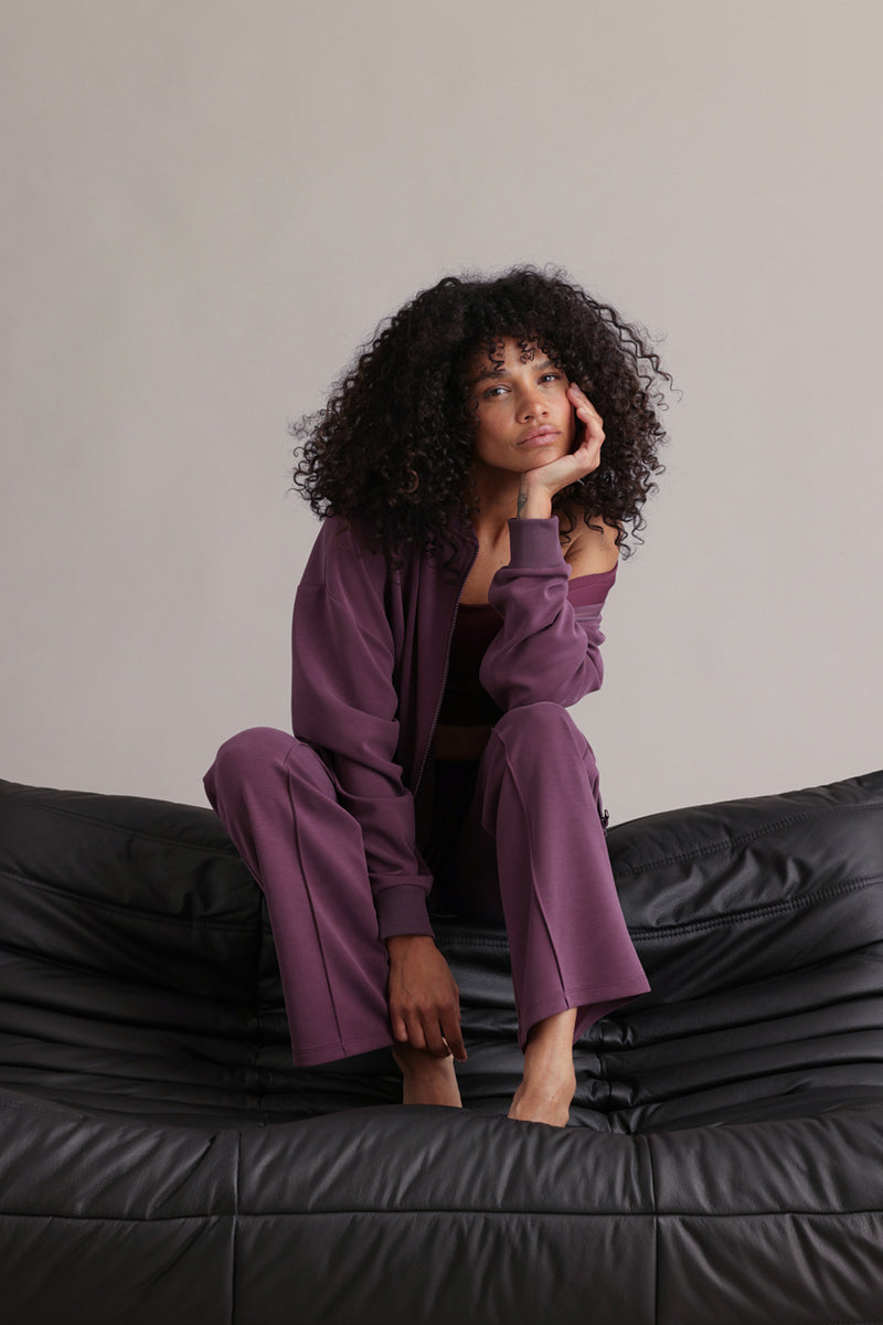 Bomber Jersey Jacket Italian Plum