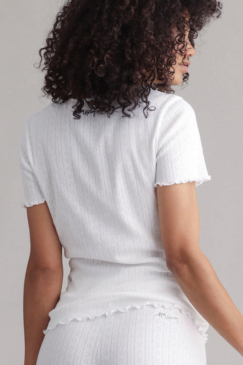 Long Pants Pointelle White