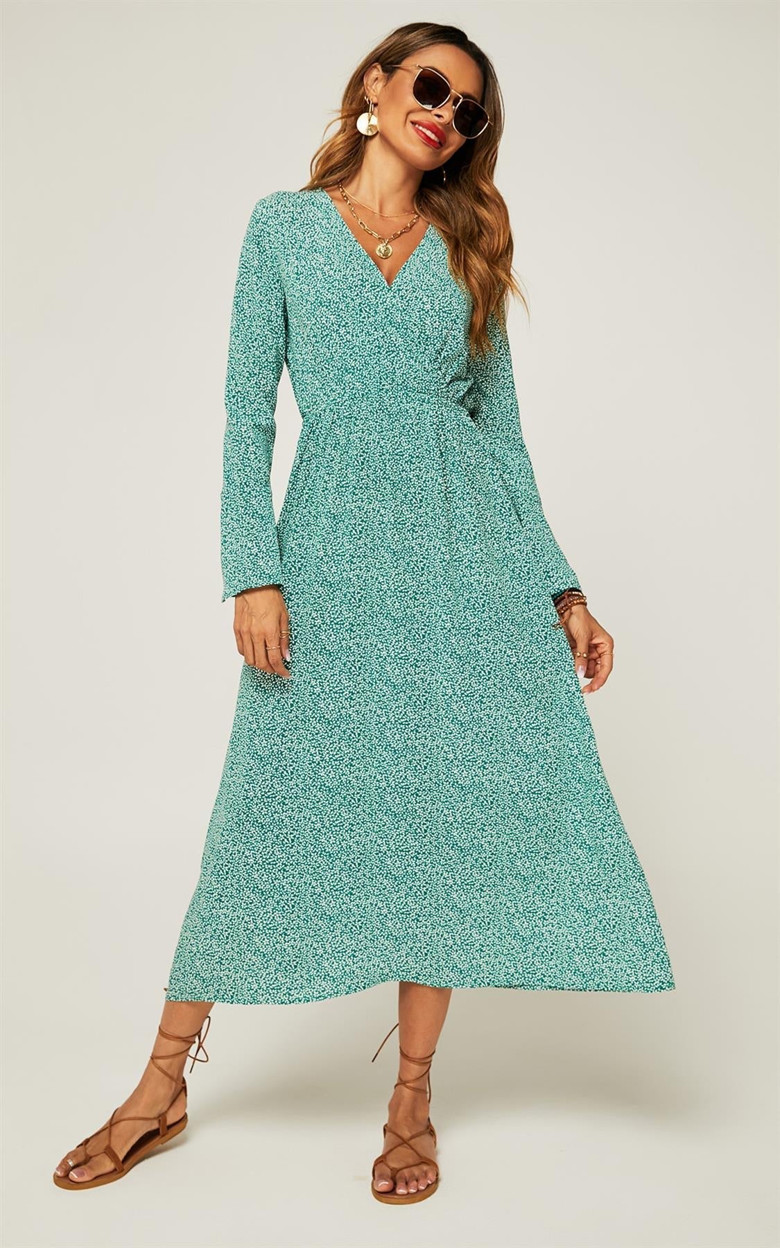 Floral Maxi Summer Dress In Mint Green