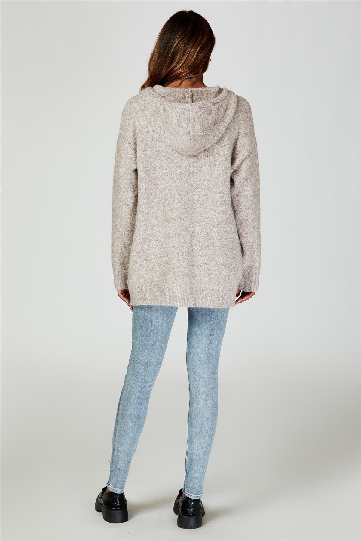 Knit Hoodie In Beige
