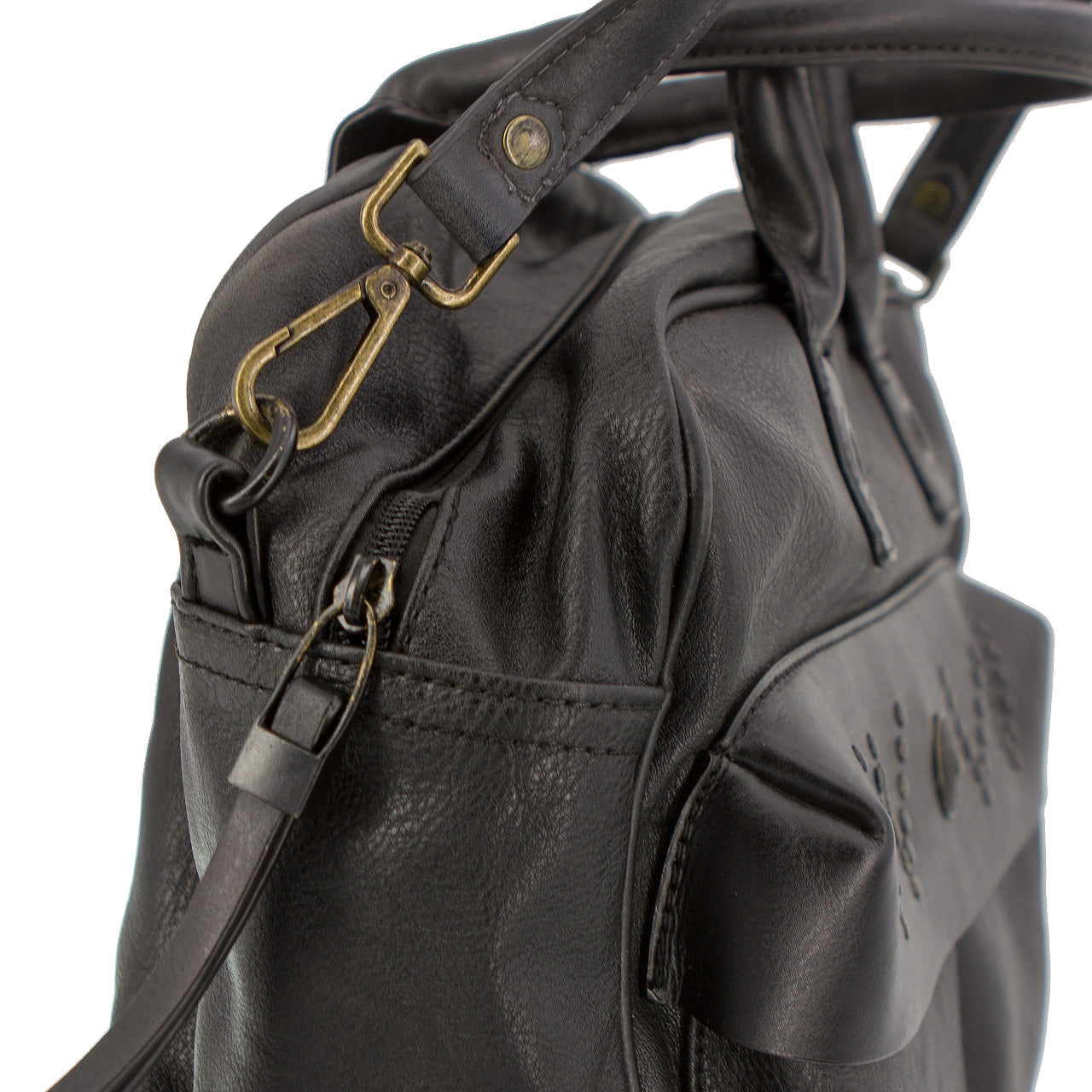 Vintage Handtasche Schwarz mit aufgesetzten Tachen