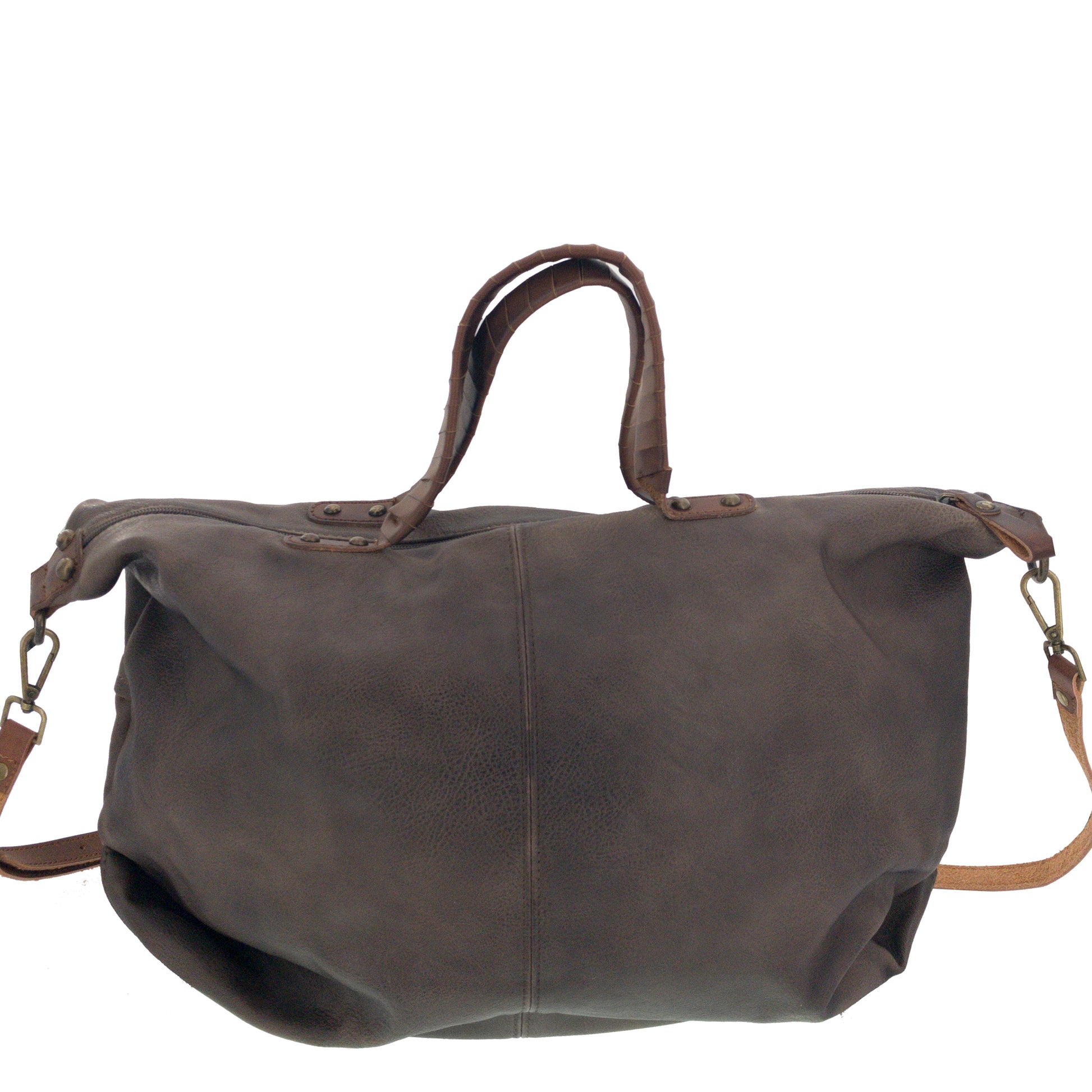 Große Vintage Bag Tasche mit Nieten Braun