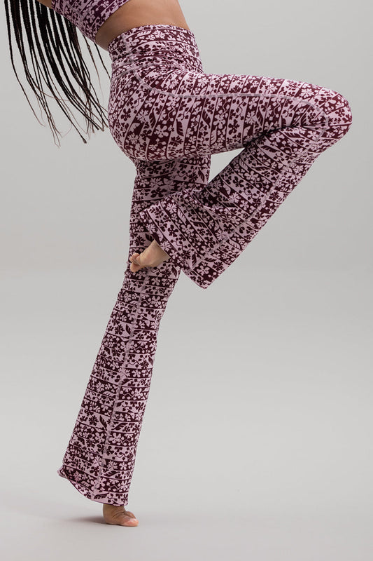 Flared Leggings Flower Bordure