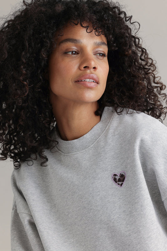 Sweatshirt Leo Heart Grey Melange