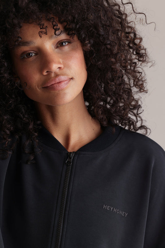 Bomber Jersey Jacket Black